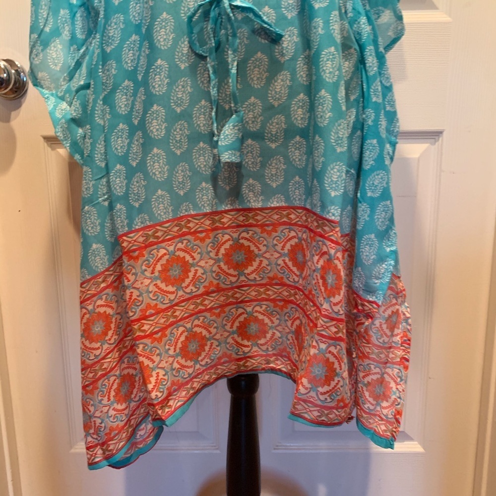 Turquoise print Swim suit cover up - Picture 3 of 7